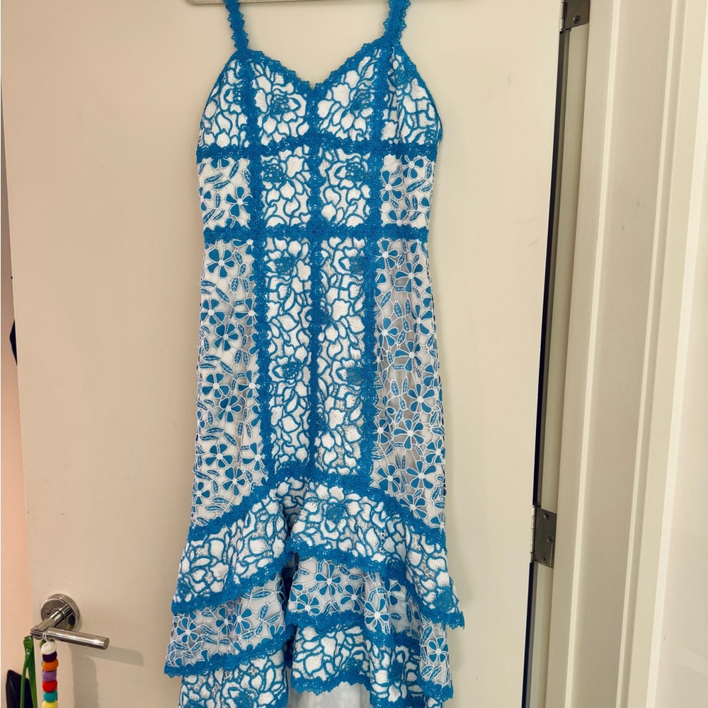 Alice + Olivia Blue White Crochet Lace Dress BNWT size 6